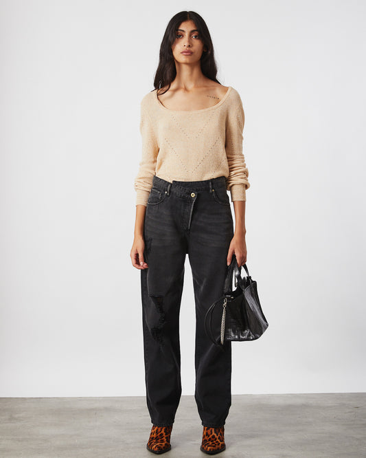 SWEATER CROP BALLOON SHINE