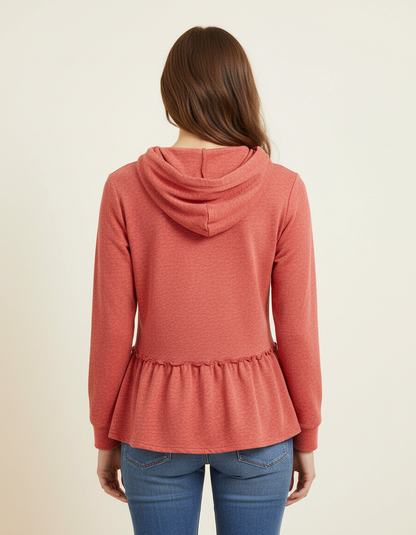 RUSTY HOODED BUTTON-UP