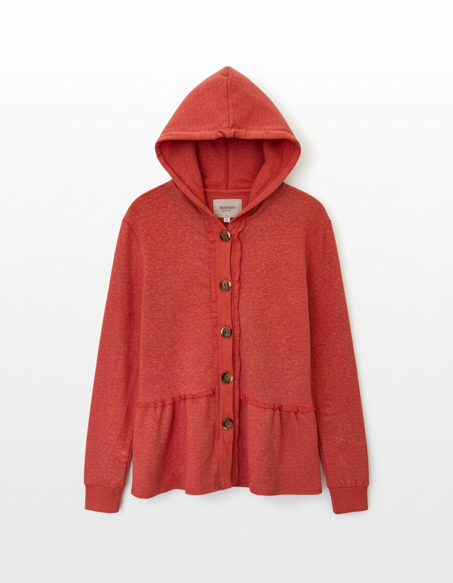 RUSTY HOODED BUTTON-UP