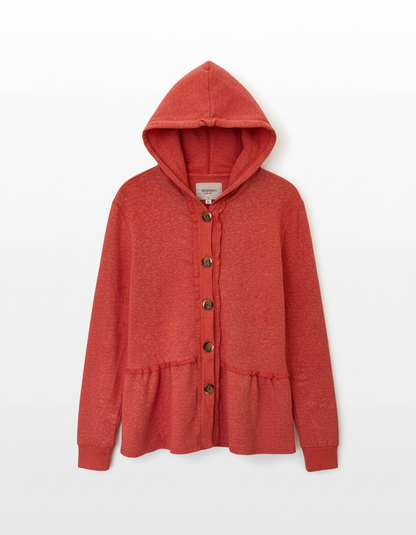 RUSTY HOODED BUTTON-UP